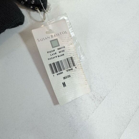 Susan Bristol Cardigan Sweater Womens Medium y2K 1999 Embroidered New Years Eve - Picture 2 of 10